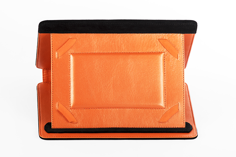 Etui pour tablette orange abricot et noir mat haut de gamme. Personnalisation. Profile view - Florence KOOIJMAN